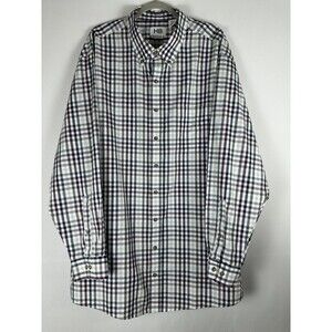 HB Fit By DXL Big Tall Plaid Shirt 2XLT Gray Burgundy Long Sleeve Button Down